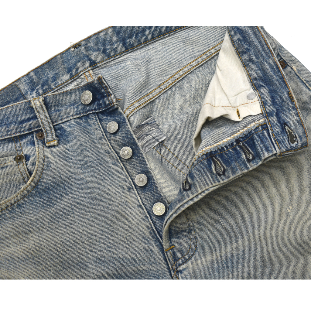 【一点物】70s ビンテージ Levis リーバイス 501 66シングル カスタム デニムパンツ size.32 前期 ダメージ 再構築 70s 0 66前期 ビッグE 赤耳 USA