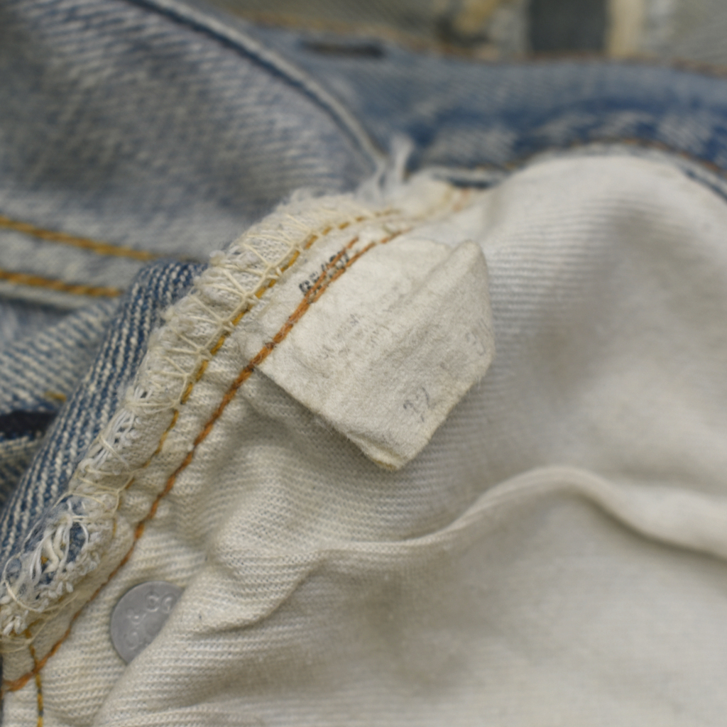 【一点物】70s ビンテージ Levis リーバイス 501 66シングル カスタム デニムパンツ size.32 前期 ダメージ 再構築 70s 0 66前期 ビッグE 赤耳 USA
