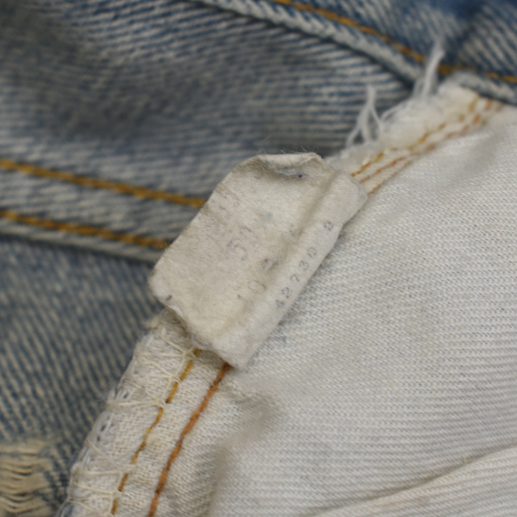 【一点物】70s ビンテージ Levis リーバイス 501 66シングル カスタム デニムパンツ size.32 前期 ダメージ 再構築 70s 0 66前期 ビッグE 赤耳 USA