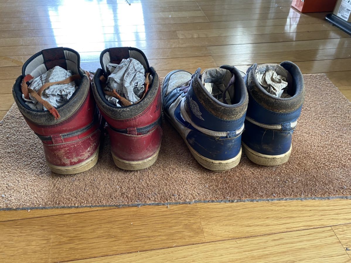85年製 NIKE AIR JORDAN 1 オリジナル 2足セット ロイヤルブルー 赤黒 
