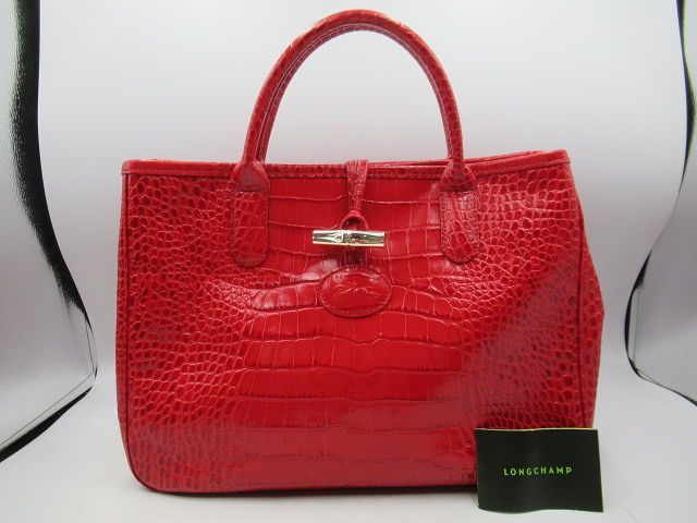 △△ロンシャン LONGCHAMP ロゾ レザートートバッグ 赤 ハンドバッグ