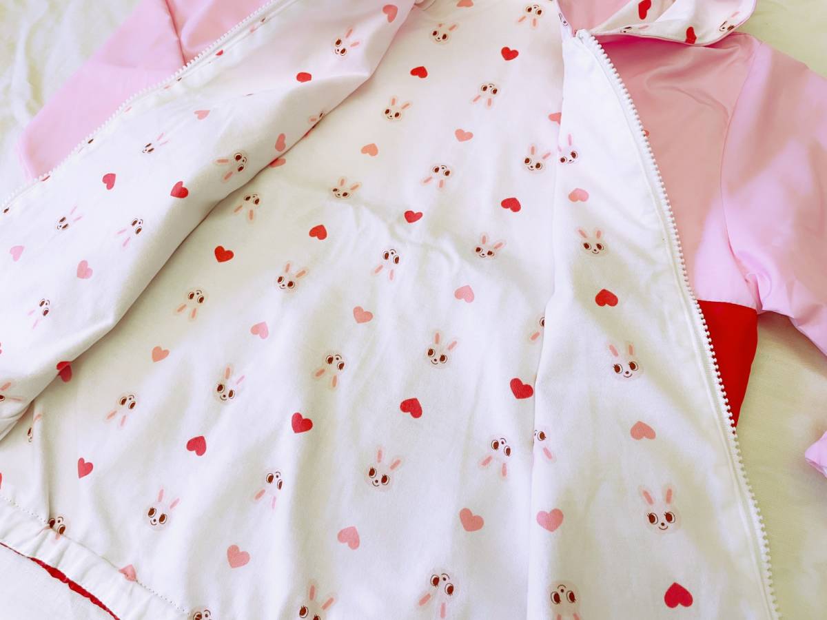 ミキハウス ☆未使用☆ 120cm ウィンドブレーカー うさぎ ピンクx赤 