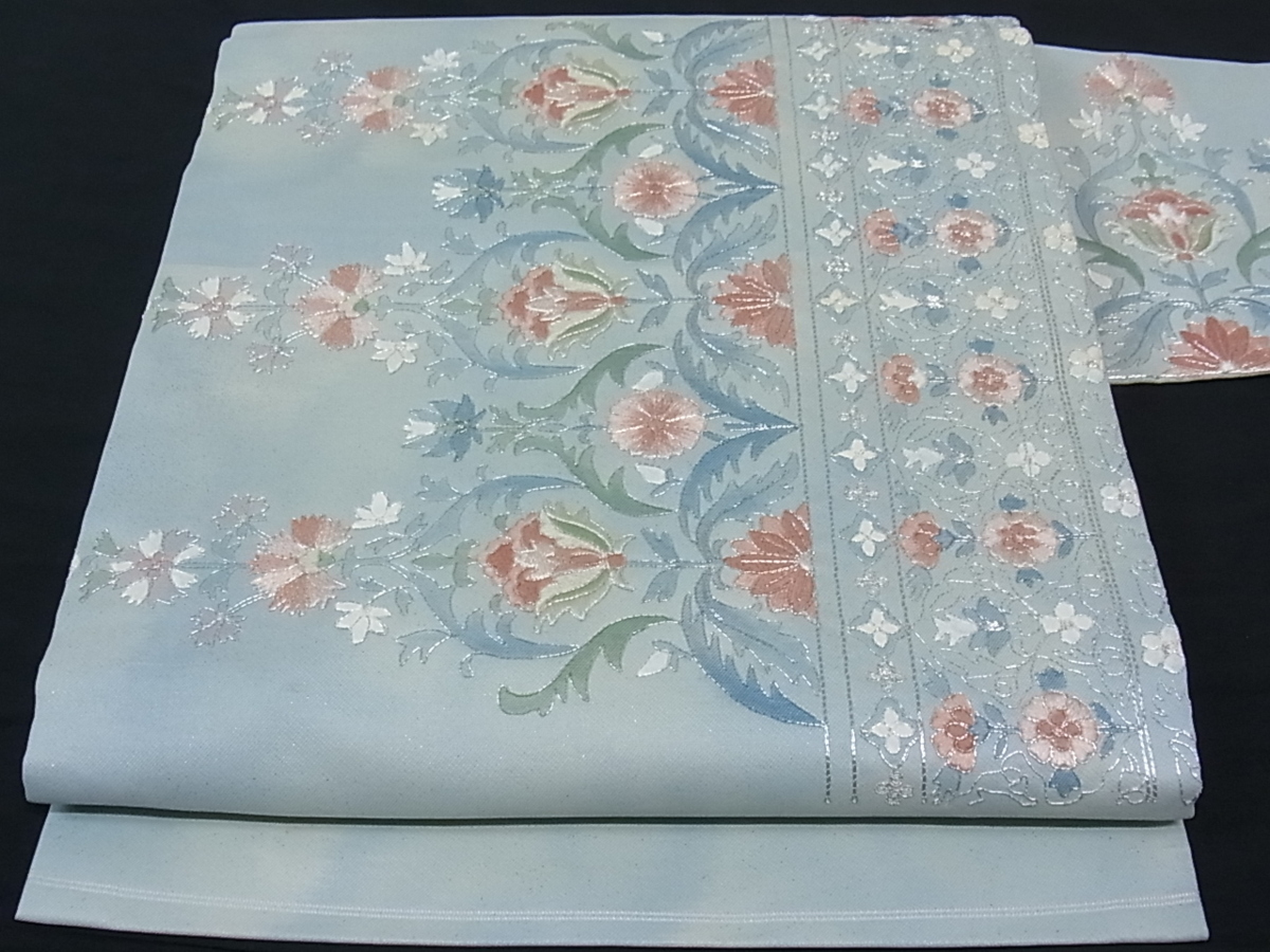 専用帯9077 ○高級 正絹 紬 駒刺繍 名古屋仕立て 名古屋帯 名古屋帯 九