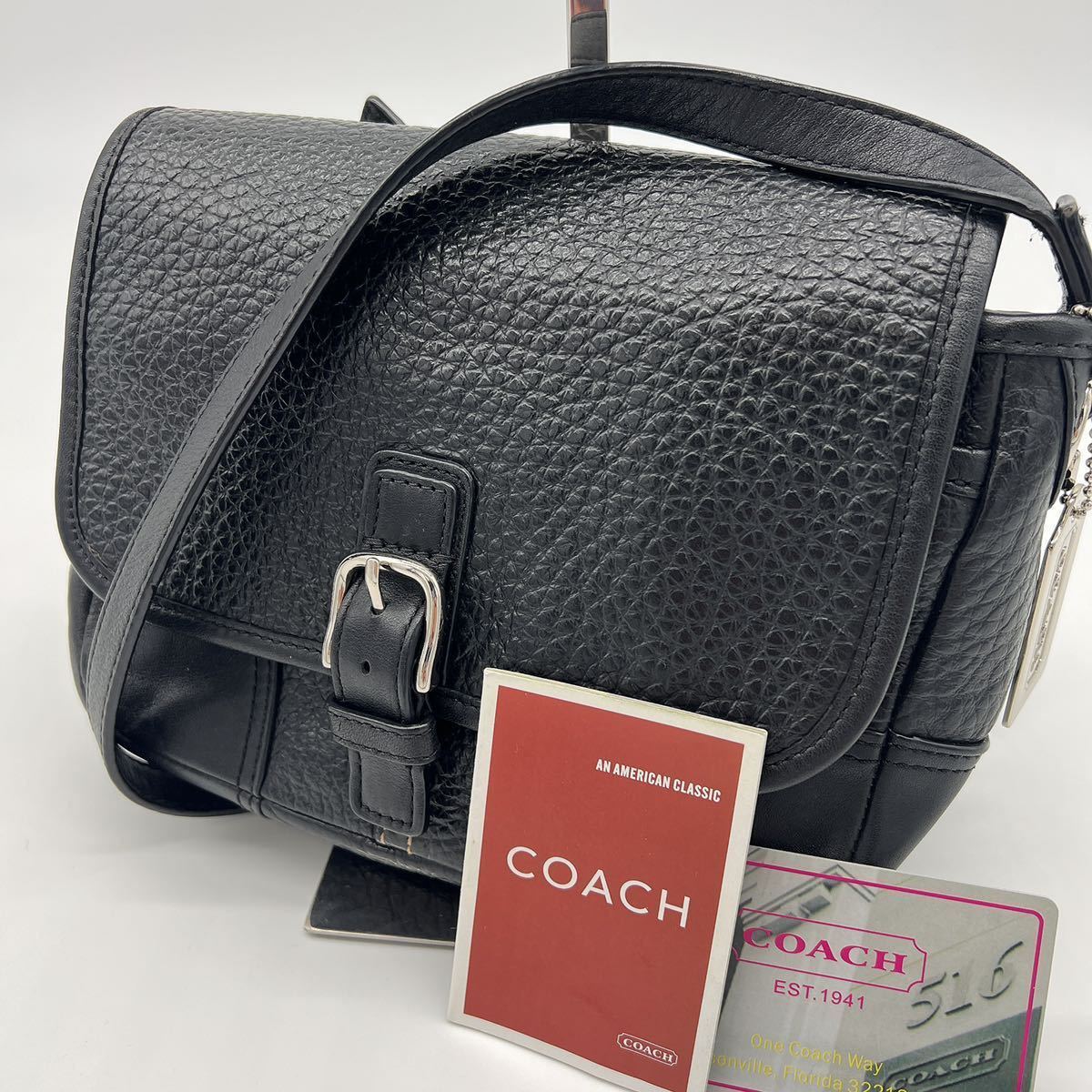 1円 未使用級 coach コーチ ブラック 黒 ショルダーバッグ レザー 
