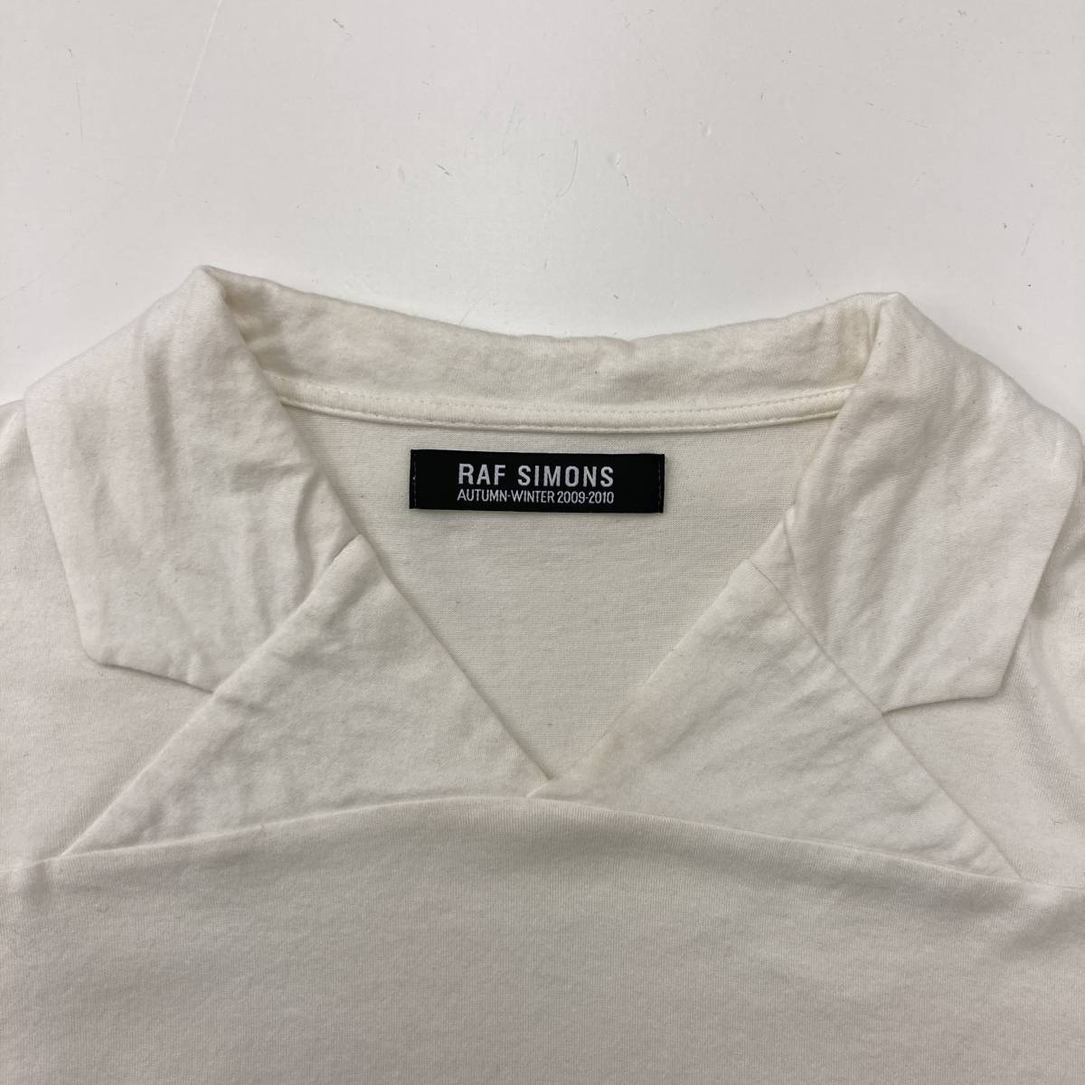 RAF SIMONS 長袖 カットソー オープンカラー ダーツ 刺繍 ロンT 