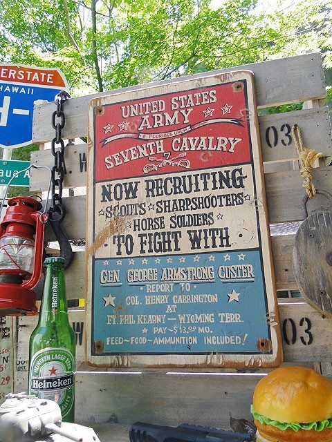 50’s実物 アメリカンアンティーク 米軍 退役軍人看板ヴィンテージ USA 看板 U.S.アーミー 第七騎兵連隊 アンティーク ヴィンテージ P*e様