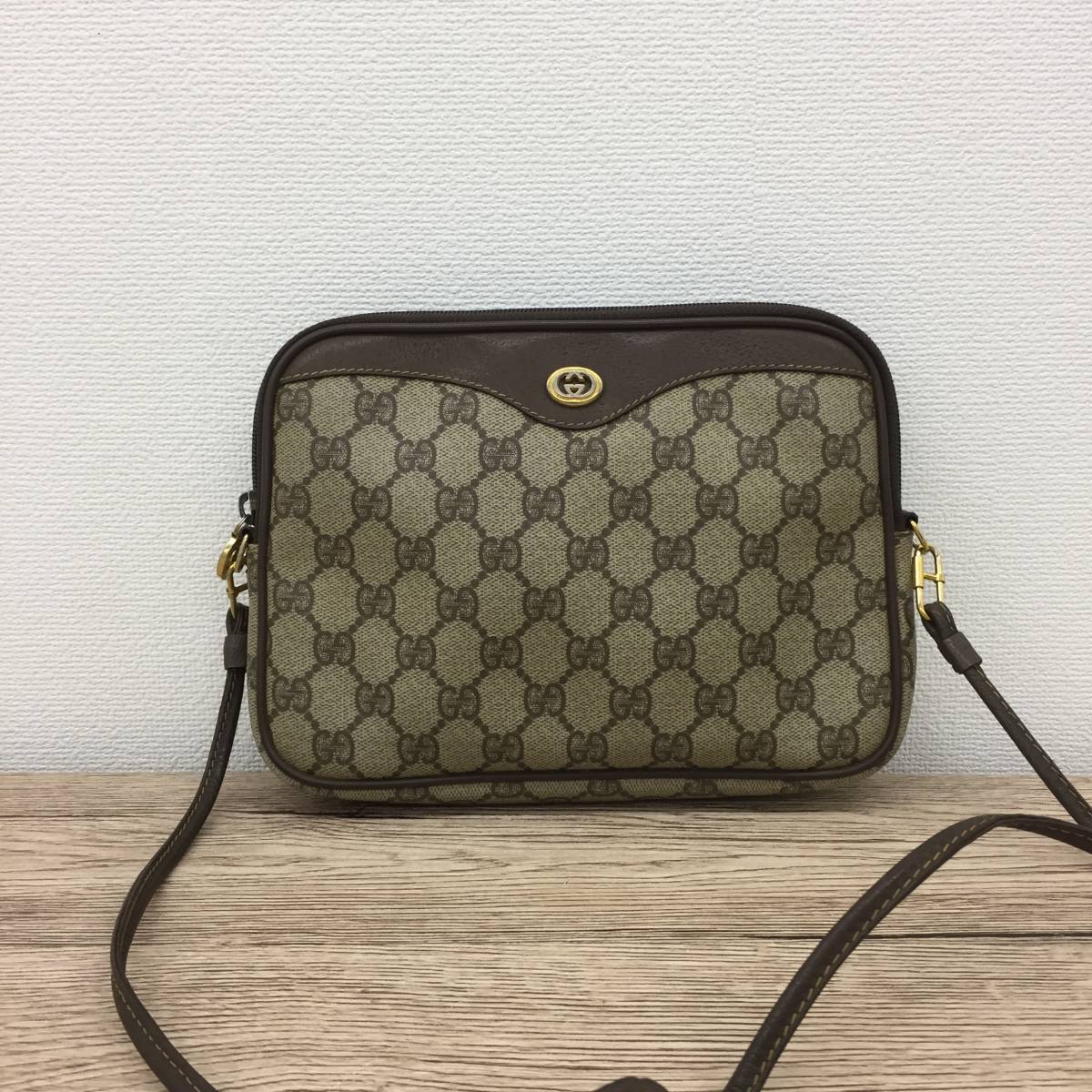 GUCCI オールド グッチ ビンテージ GGマーク PVC×レザー ショルダー 