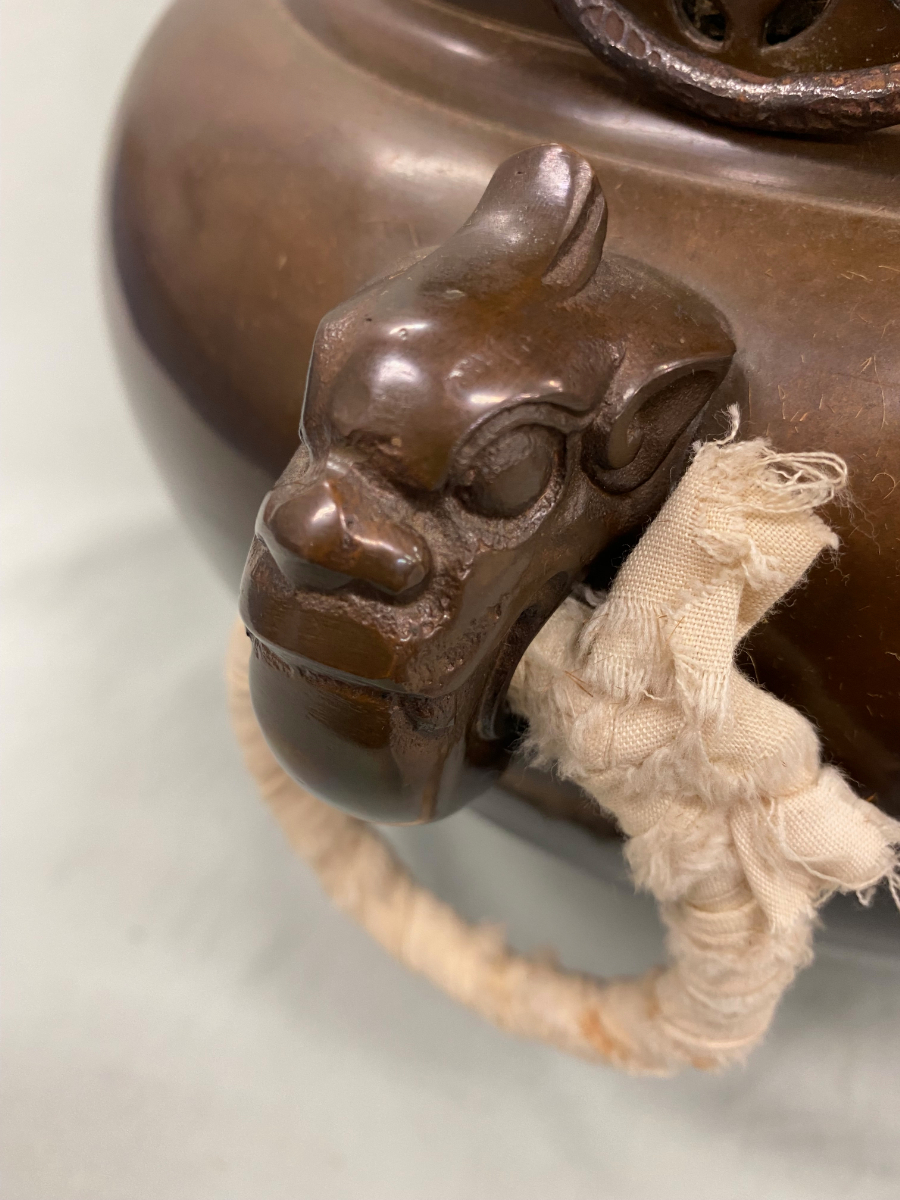 茶道具 菊地政光 風炉 茶釜 鬼面風炉□唐銅 釜師 釜谷寛斎] 添釜 [