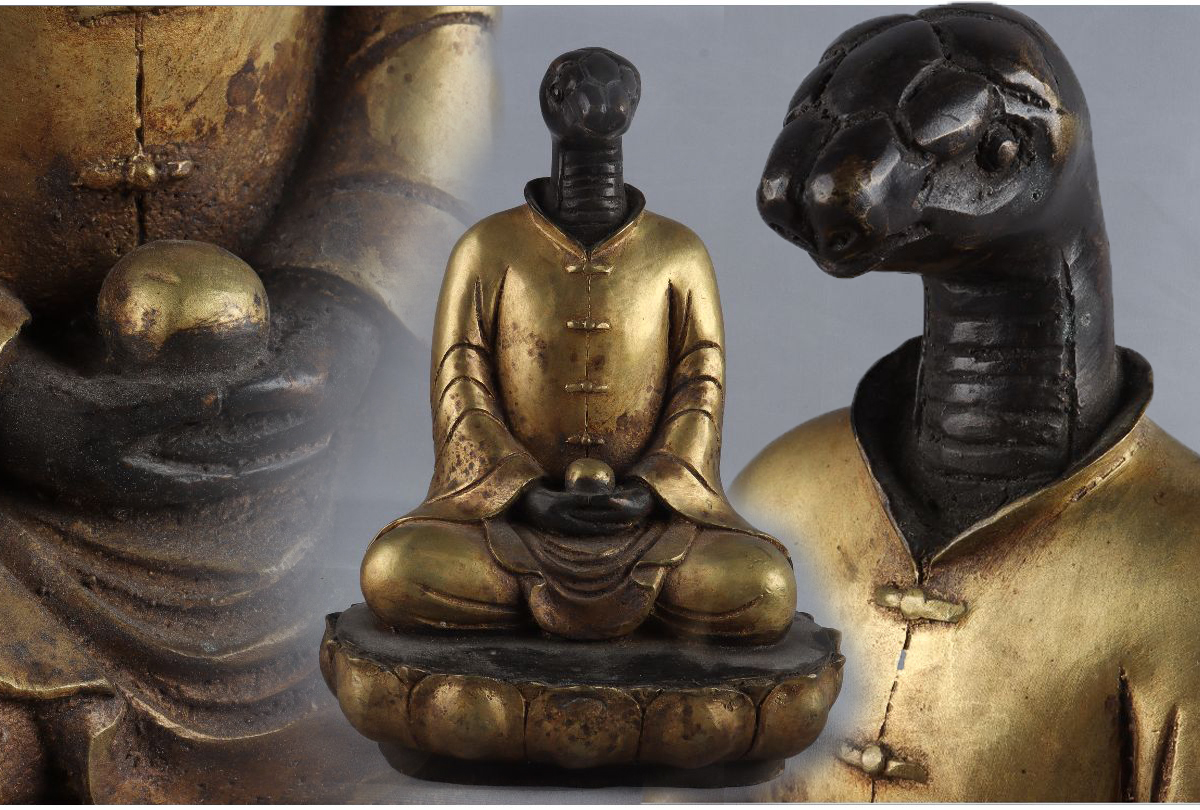 Yahoo!オークション - [URA]仏教美術⁄古銅鍍金蛇頭秘仏⁄3176g⁄9-4 [URA