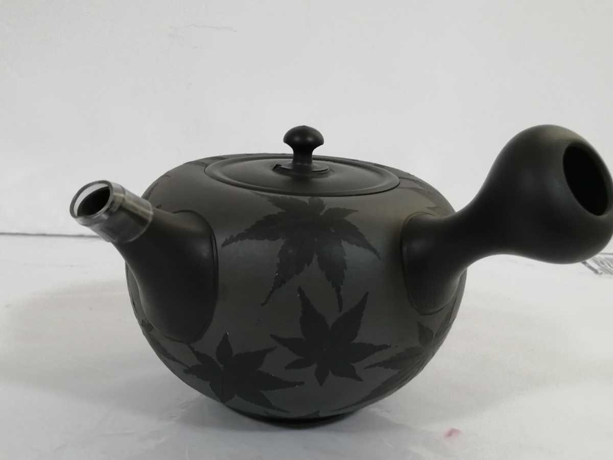 高品質，限定SALE 常滑焼 都築 青峰 紅葉紋急須 大振り 共箱 栞 茶道具
