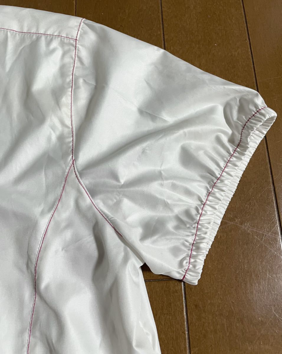 ★Kolwin コルウィン★ホワイトカラーにピンクラインステッチ！レディース半袖ジップシャツ/M_5