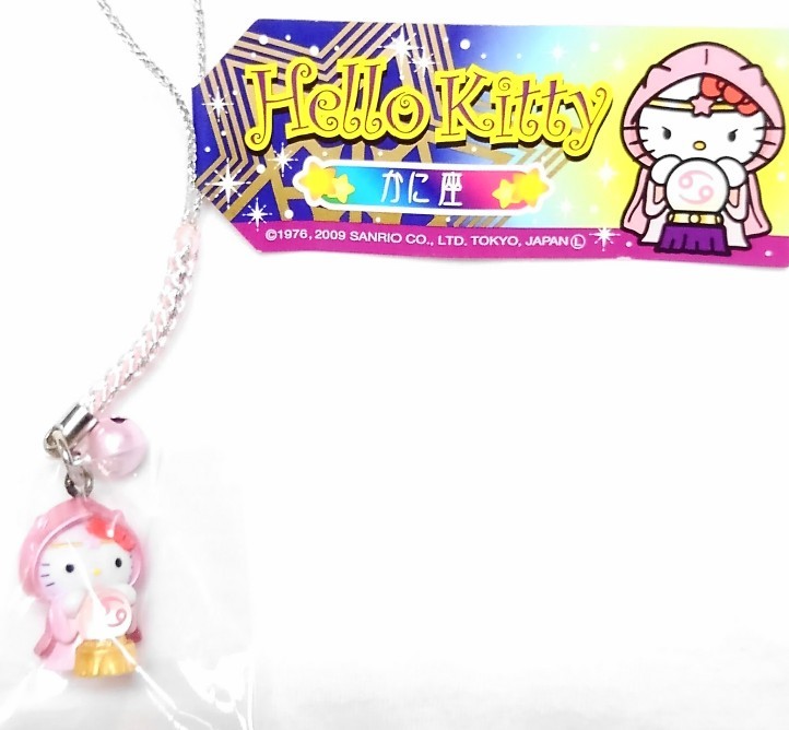 値下げ！レア！？ハローキティ 星座シリーズ 根付け「かに座」水晶