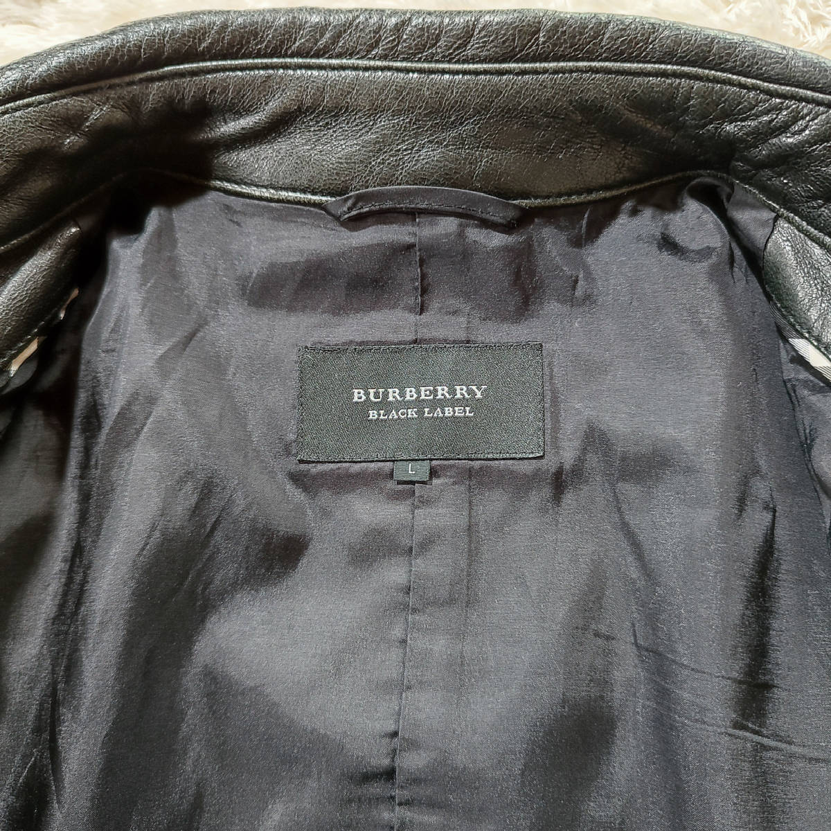 『良品』バーバリー　ブラックレーベル　ダブルライダース　ジャケット　サイズL 中古・古着通販】BURBERRY BLACK LABEL (バーバリーブラックレーベル