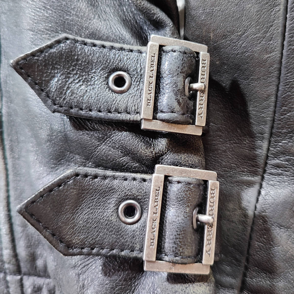 『良品』バーバリー　ブラックレーベル　ダブルライダース　ジャケット　サイズL 中古・古着通販】BURBERRY BLACK LABEL (バーバリーブラックレーベル