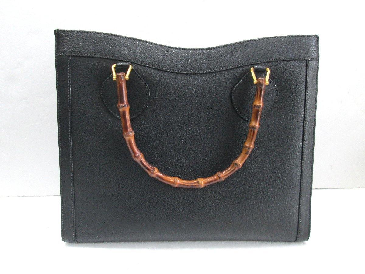 難あり】グッチ バンブー トートバッグ GUCCI レザー ブラック GUCCI 