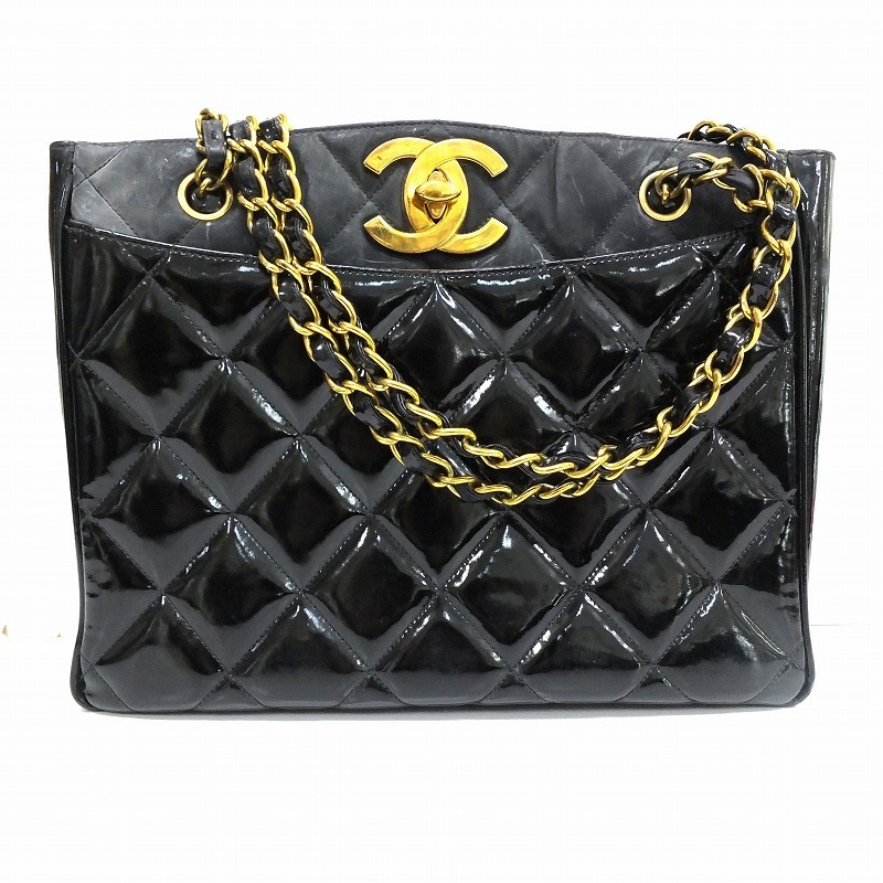 CHANEL シャネル ヴィンテージ パテントレザー マトラッセ デカココ