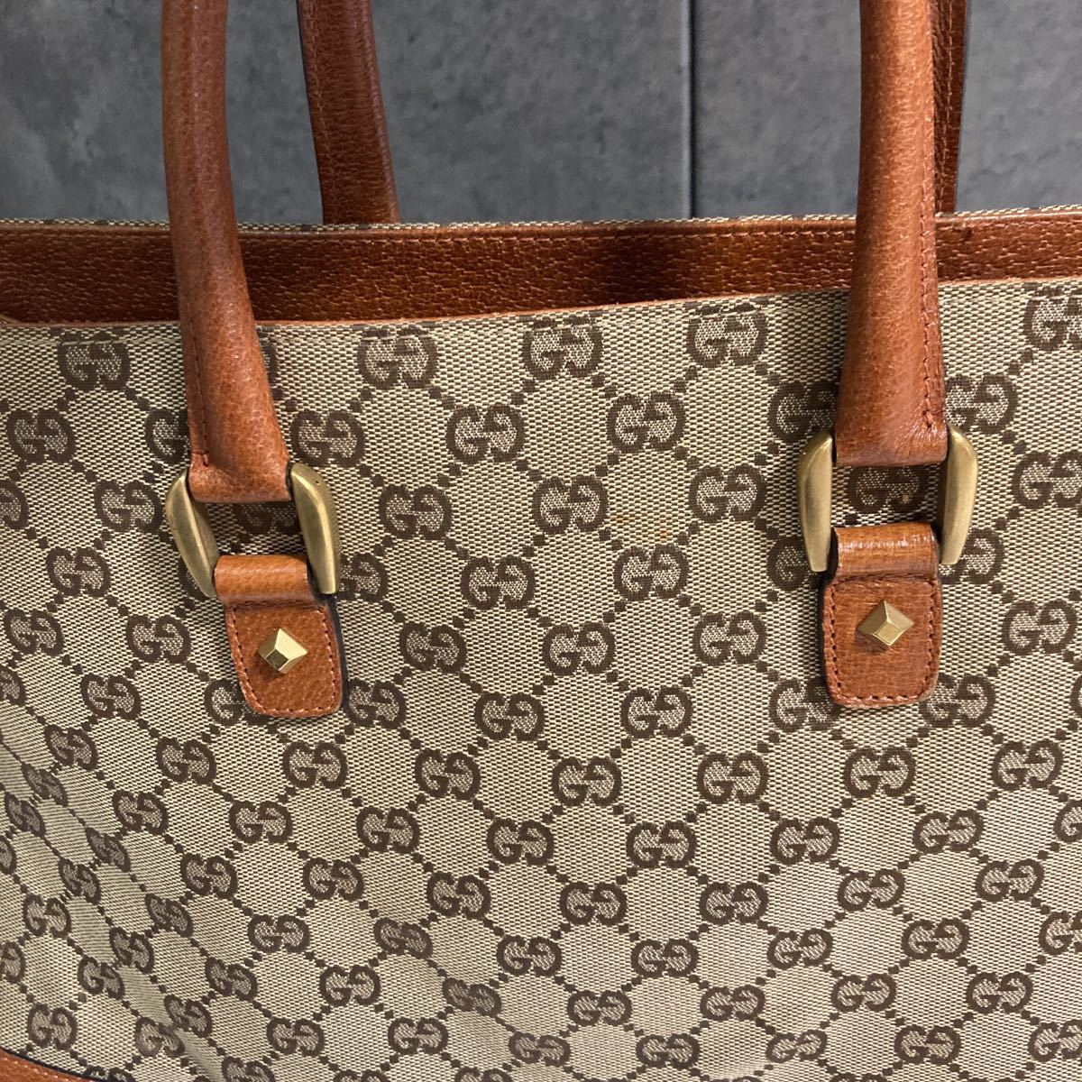 1スタ【美品】GUCCI グッチ カバン トートバッグ 本革 ベージュ 