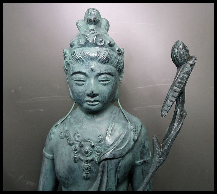 ZEROnet]☆高村光雲 原型 聖観音像 青銅？高さ38.5cm 重量1955g 共箱