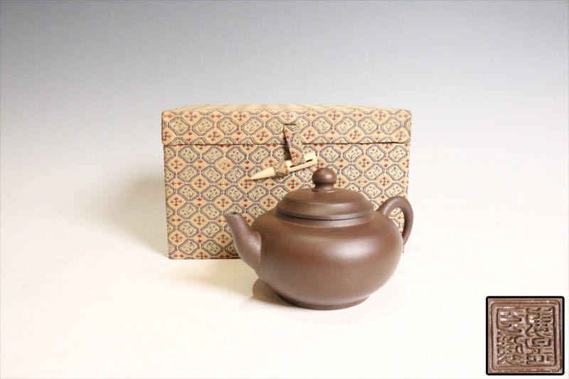 中国美術 宜興紫砂茶壺 唐物紫泥急須 箱附（F435）