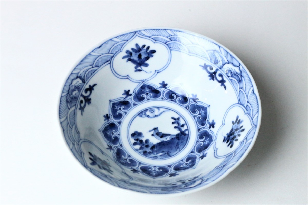 山本長左 九谷焼 青華花鳥瑞果文 鉢 共箱 3 / 妙泉