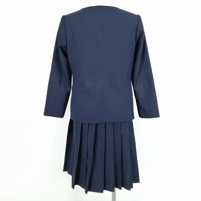 1円 イートン スカート 紐タイ 等 上下4点セット カンコー 冬物 長袖 女子 学生服 中学 高校 紺 制服 中古 ランクC NA9967_2