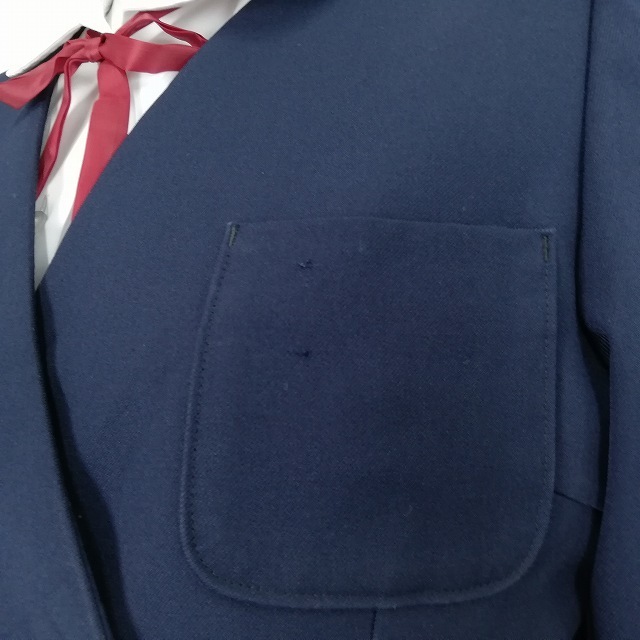 1円 イートン スカート 紐タイ 等 上下4点セット カンコー 冬物 長袖 女子 学生服 中学 高校 紺 制服 中古 ランクC NA9967_4