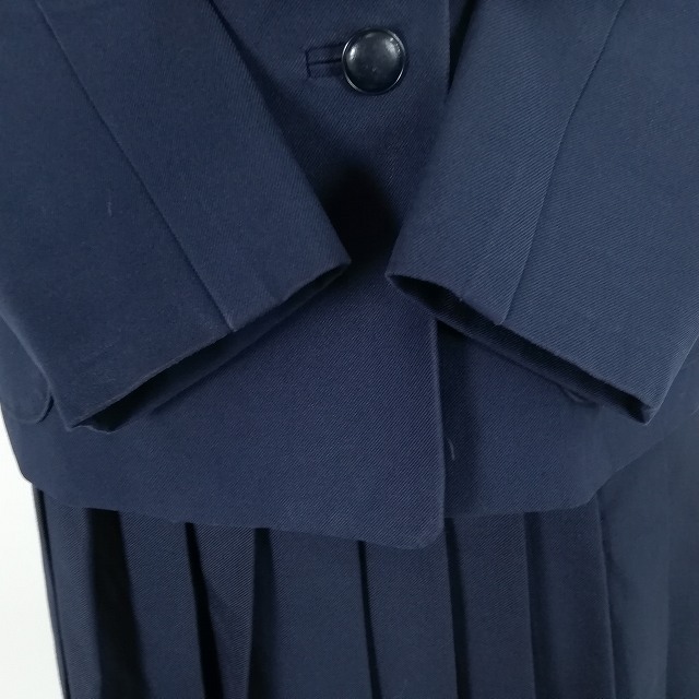 1円 イートン スカート 紐タイ 等 上下4点セット カンコー 冬物 長袖 女子 学生服 中学 高校 紺 制服 中古 ランクC NA9967_5