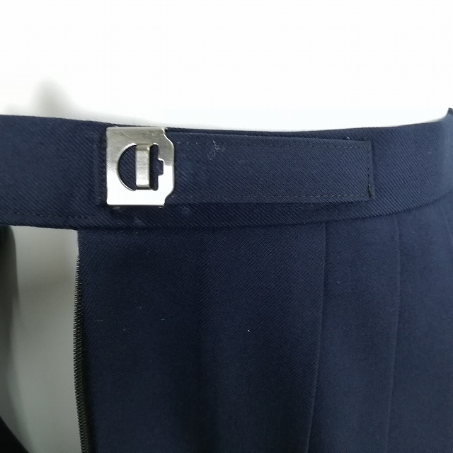 1円 イートン スカート 紐タイ 等 上下4点セット カンコー 冬物 長袖 女子 学生服 中学 高校 紺 制服 中古 ランクC NA9967_7