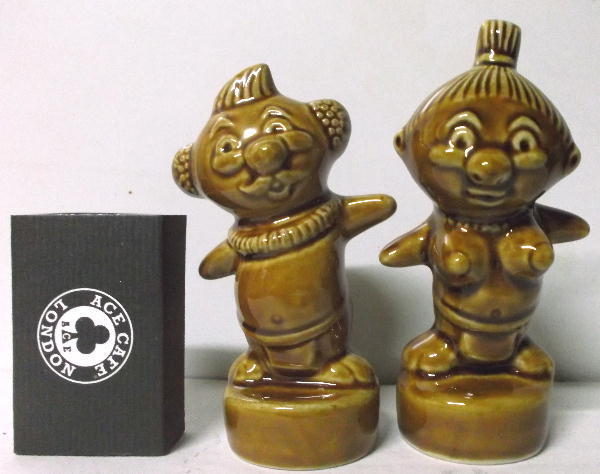 ハワイビンテージフィギュア陶器ソルトアンドペッパー2体セット ☆メネフネ ソルト アンド ペッパー Trader Vic's MENEHUNE Salt and
