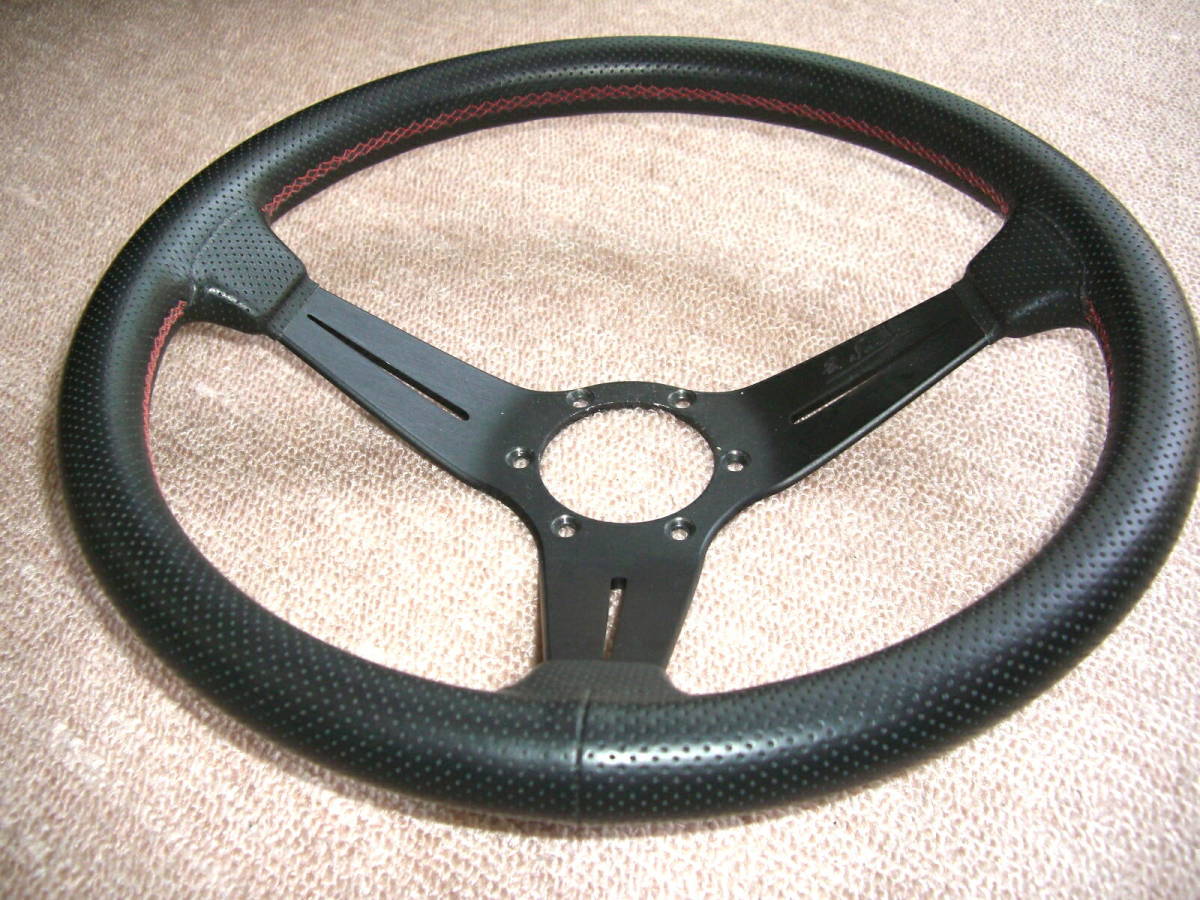 NARDI ステアリング ハンドル ブラック パンチングレザー 赤ステッチ NARDI ナルディ ディープ ステアリング パンチングレザー 赤ステッチ