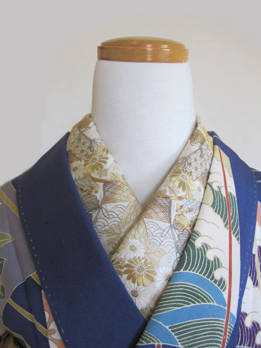 【爆買い，2026】 繊細 几帳に桐菊 金銀糸 総刺繍アンティーク半衿(アンティーク着物)｜売買されたオークション情報、yahooの商品情報をアーカイブ公開 - オークファン アンティーク着物