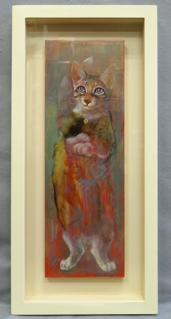 猫の絵　十時孝好　三越より □アクリル画□ 十時孝好 『NEKO（ねこ）』 額装【名古屋芸術大学名誉