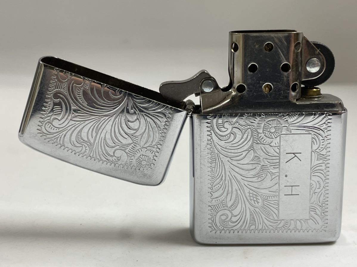 zippo 花柄 シルバー950 花柄彫刻 工芸品 Zippo ジッポー シェル 貝
