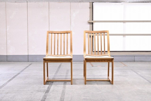 カリモク 8万「CN5055-N」食堂椅子フレーム 2脚セット タモ材