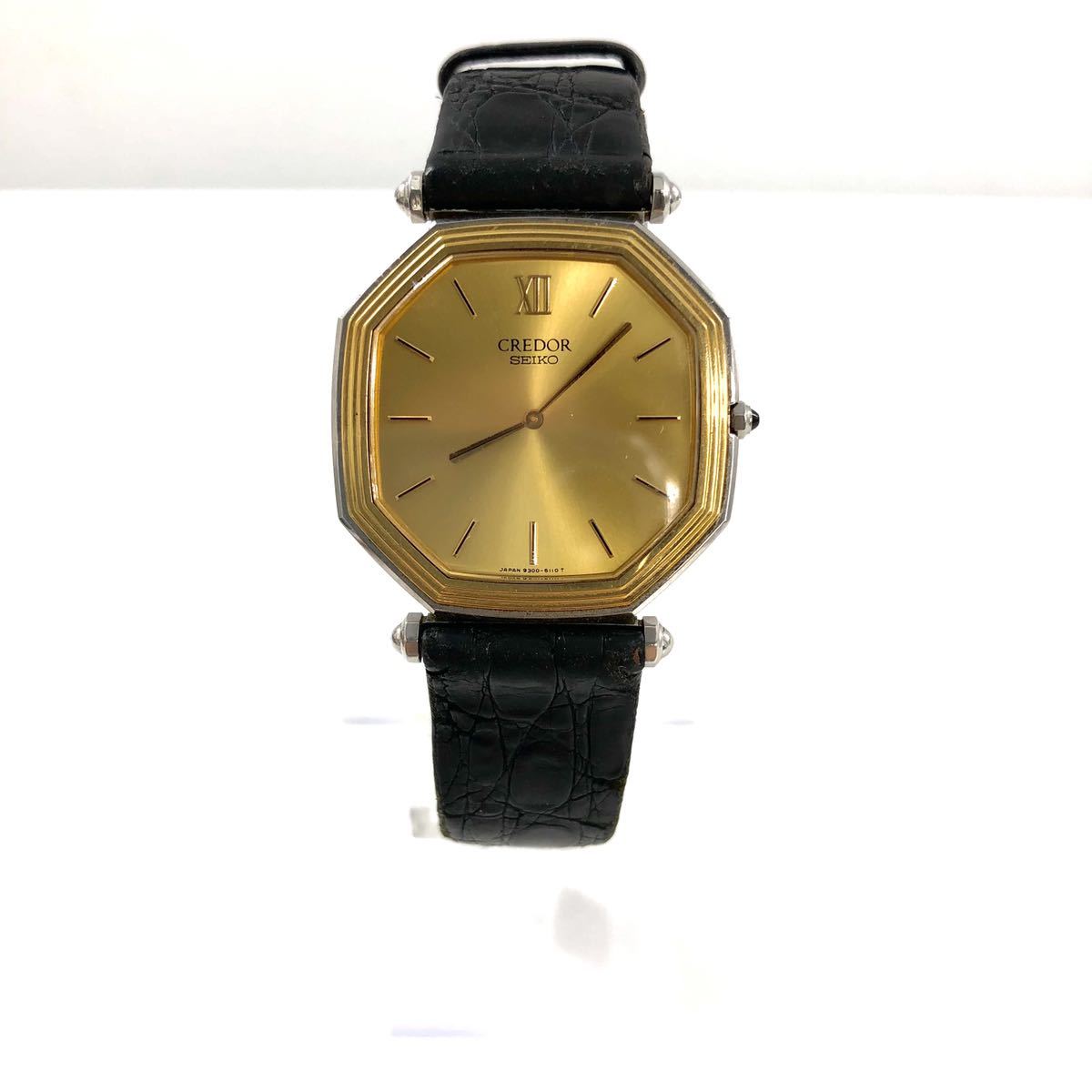 9300-5060 Dial 14K CREDOR SEIKO Box Mens Gold Quartz Credor Mint 