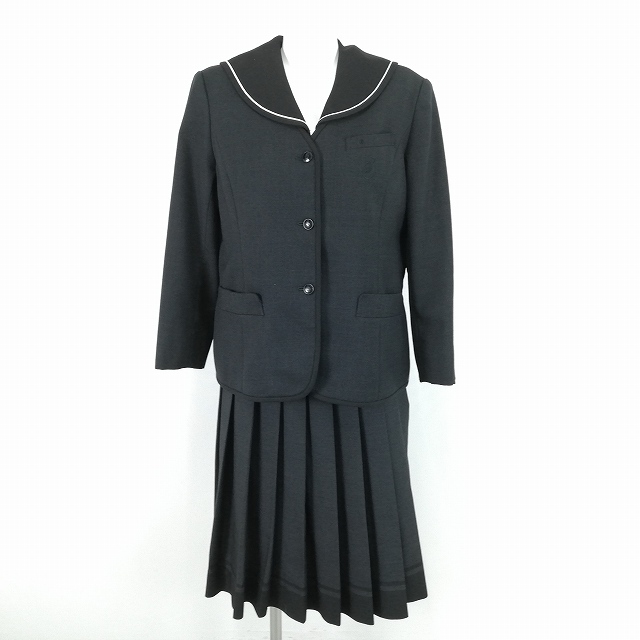 1円 イートン セーラーベスト スカート 上下3点セット 指定 3L 大きいサイズ 冬物 長袖 女子 大阪国際大和田中学 中古 ランクB EY6503_1