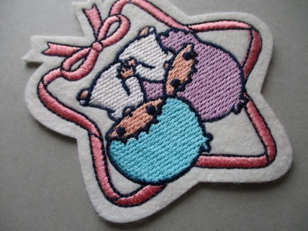 サンリオ キキララ ワッペン/Cききららリトルツインスターズ刺繍パッチ