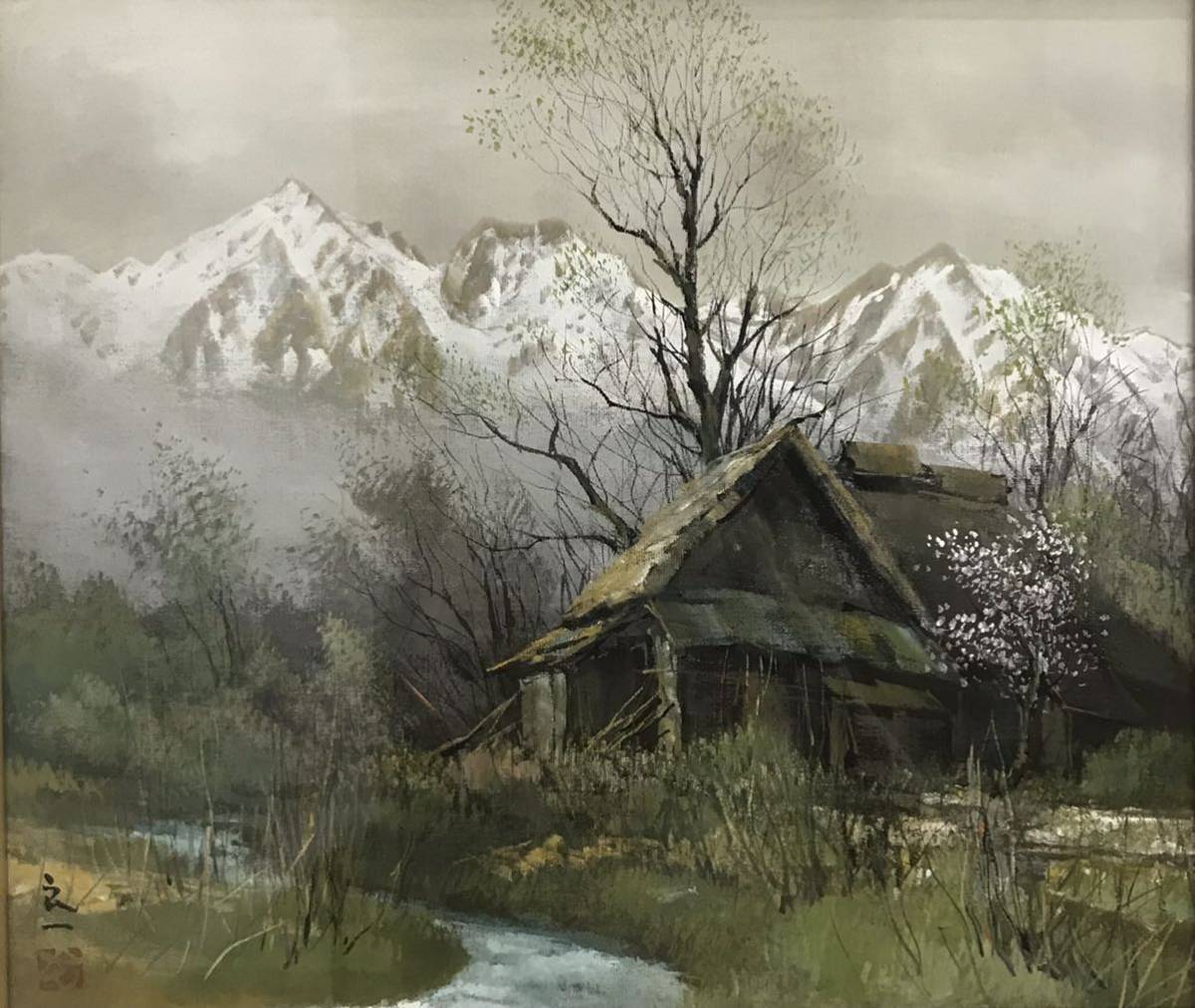 榎本 良一 （鹿島槍） 真筆水彩画 絵画 油絵 山岳 榎本 良一 （鹿島槍） 真筆水彩画 絵画 油絵 山岳 【公式通販】