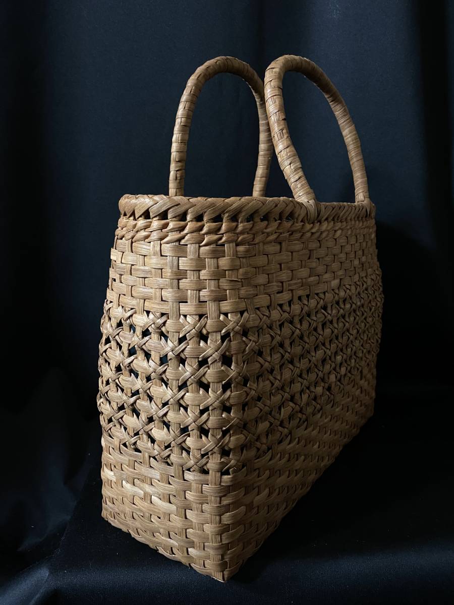 白川郷 新彩 サイズXL 新品 職人手編み 吉祥網代編み 山葡萄カゴバッグ  