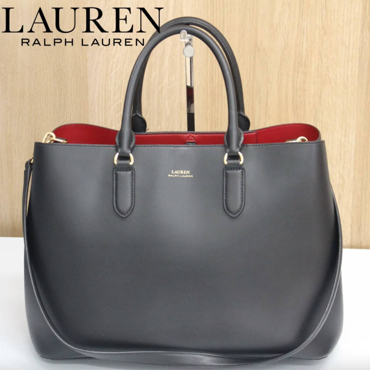 人気SALE，限定セール S113 Ralph Lauren レザー トートバッグ ブラック&times;レッド 2wayバッグ 通勤バッグ ラルフローレン(かばん、バッグ)｜売買されたオークション情報、yahooの商品情報をアーカイブ公開 - オークフ かばん、バッグ