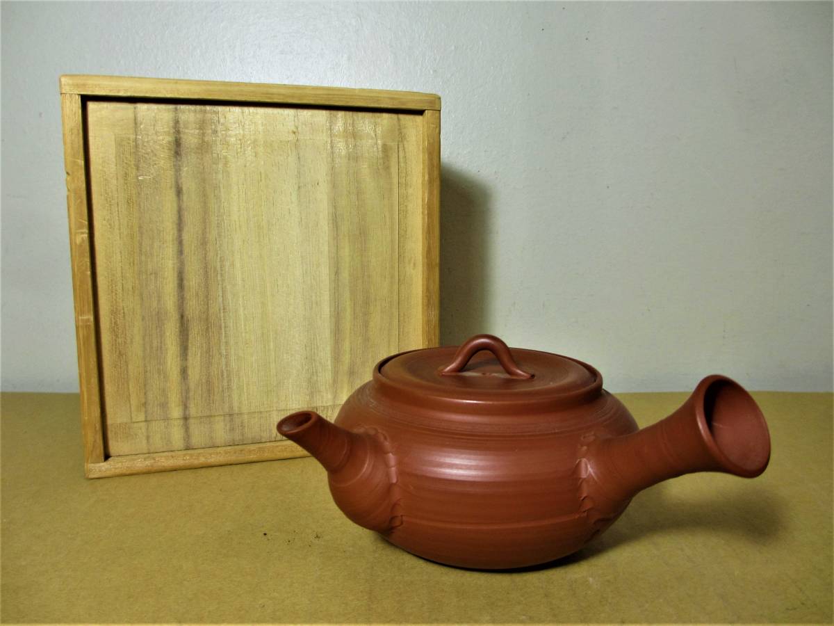 常滑焼 山田常山(小常山)急須 木箱 煎茶道具 山田常山 紫砂茶壷 急須 煎茶道具 急須 常滑焼 常山 唐物写 紫