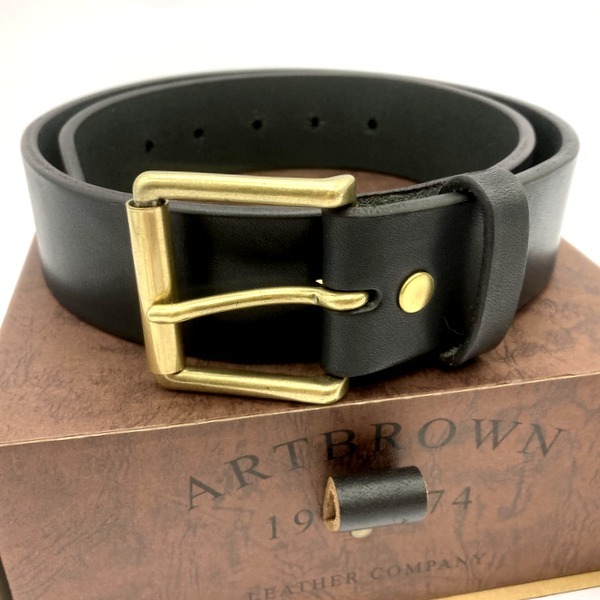 アートブラウン ベルト ビジネス カジュアル 革 紳士 BELT 黒 日本製 メンズ ブラック ARTBROWN 服飾 W5287☆