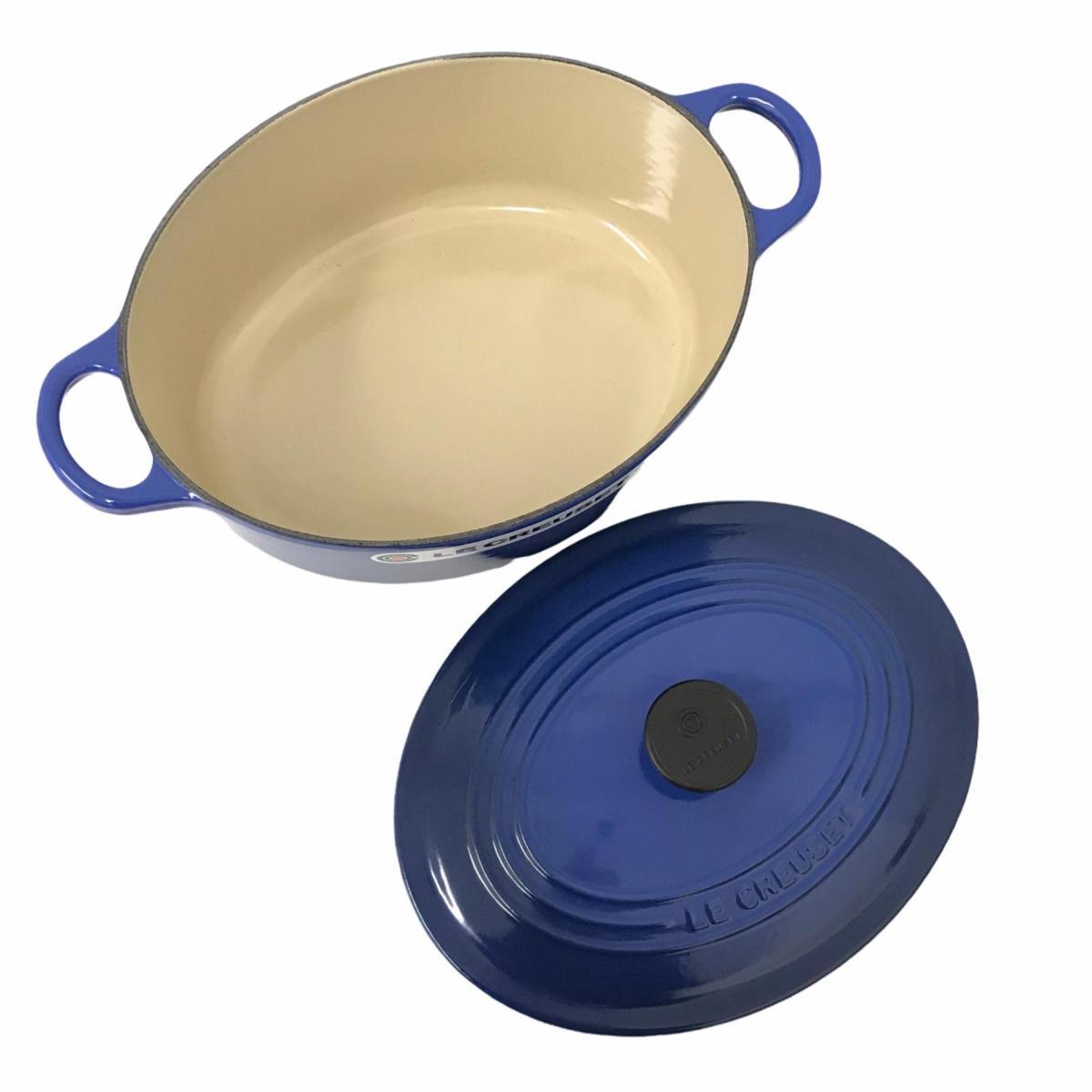 ☆1円 未使用品 ルクルーゼ ココット オーバル 25 ブルー 両手鍋(両手