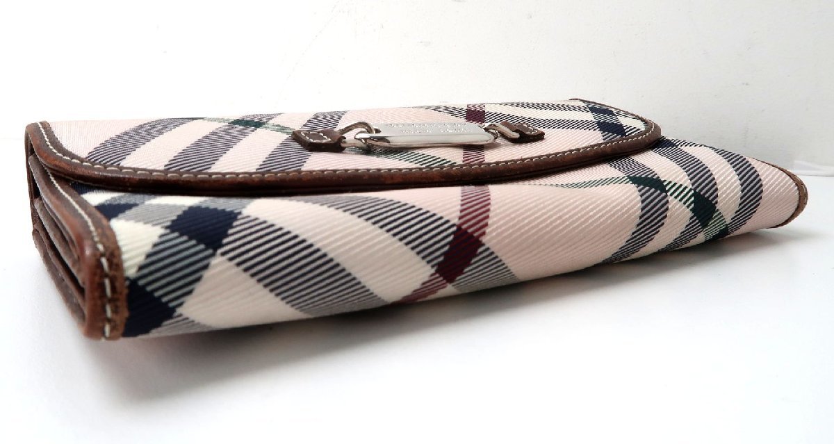 ★BURBERRY BLUE LABEL 長財布 ホースロゴ　ロゴ金具 BURBERRY BLUE LABELノバチェック ホースロゴ金具 長財布 良品