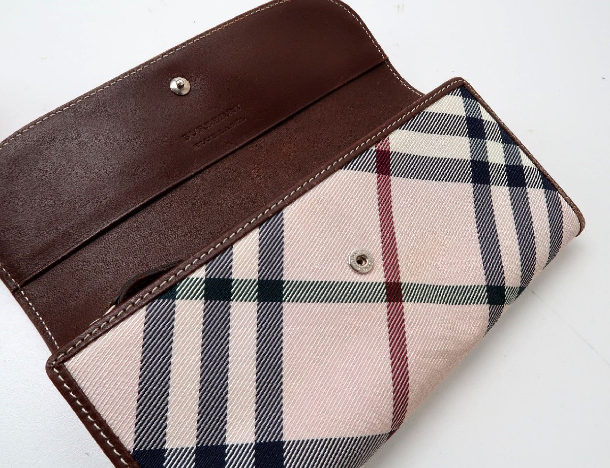 BURBERRY BLUE LABELノバチェック ホースロゴ金具 長財布 良品