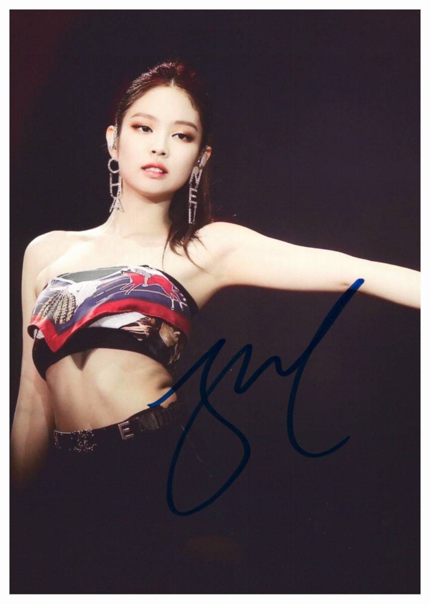 B 2L判 ジェニー Jennie BLACKPINKのメンバー 直筆サイン写真 COA簡易