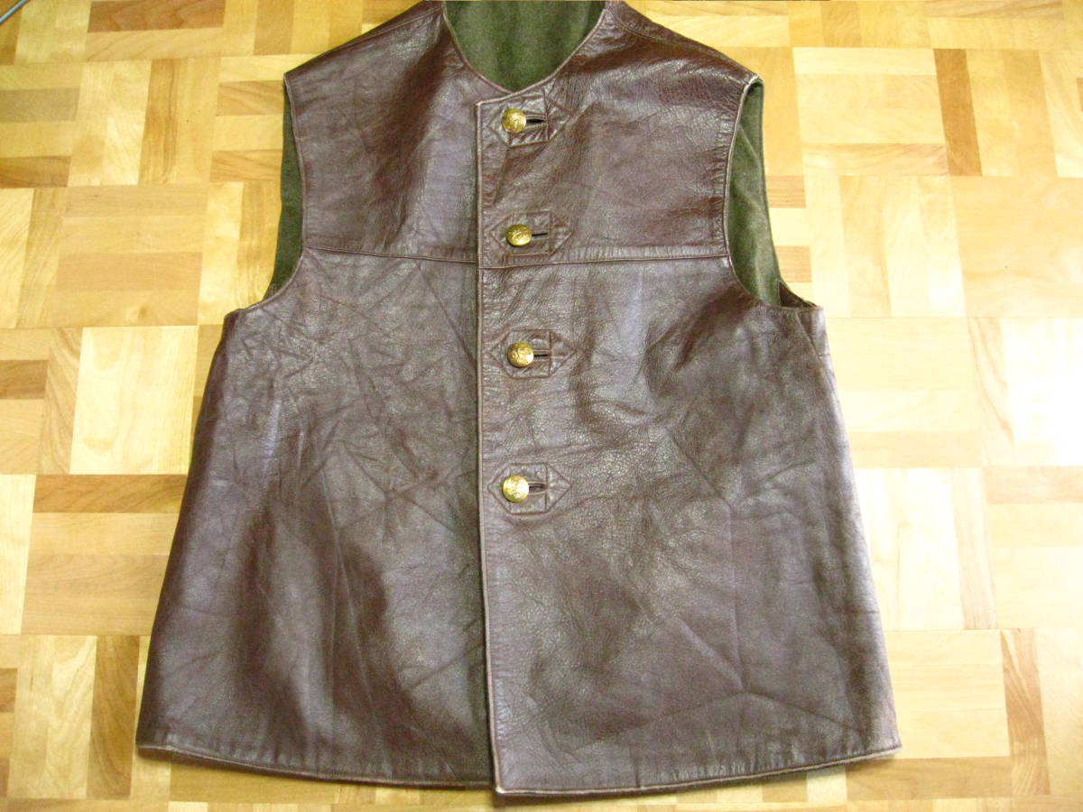 オランダ軍 レザー ジャーキン ベスト SIZE：2 イギリス軍 英軍 50s
