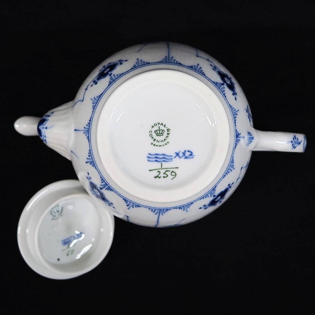 1円～ ロイヤルコペンハーゲン ブルーフルーテッド プレイン ティーポット y176-1371461t【Y商品】_6
