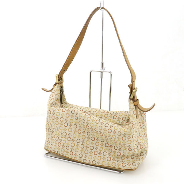 セリーヌ CELINE ミニCマカダム柄 ベージュ系 レザー キャンバス 