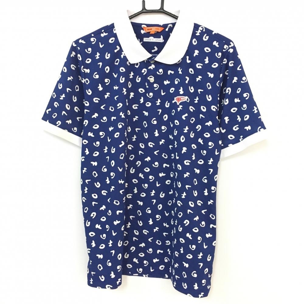 人気定番，HOT 2020年 訳あり BEAMS GOLF ビームスゴルフ 半袖ポロシャツ ブルー&times;白 英字総柄 日本製 メンズ L ゴルフウェア(その他)｜売買されたオークション情報、yahooの商品情報をアーカイブ公開 - オー シャツ